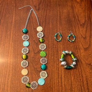 Jewelry set 36” necklace with matching bracelet and earrings